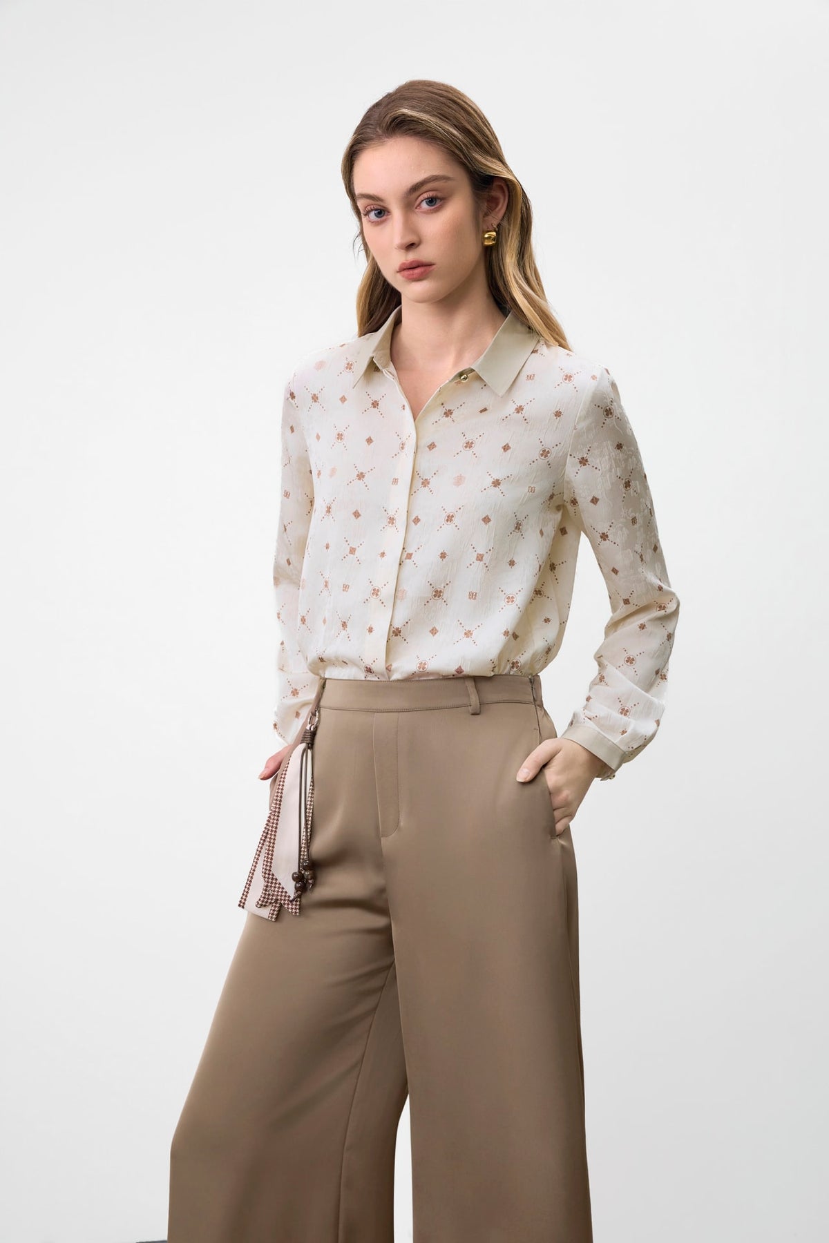 G2000 - Blouses - Contrast Print Regular Fit Blouse - Regular - Vanilla
