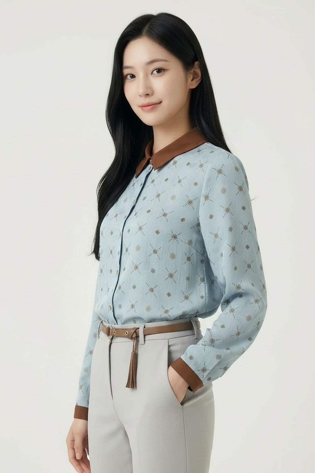 G2000 - Blouses - Contrast Print Regular Fit Blouse