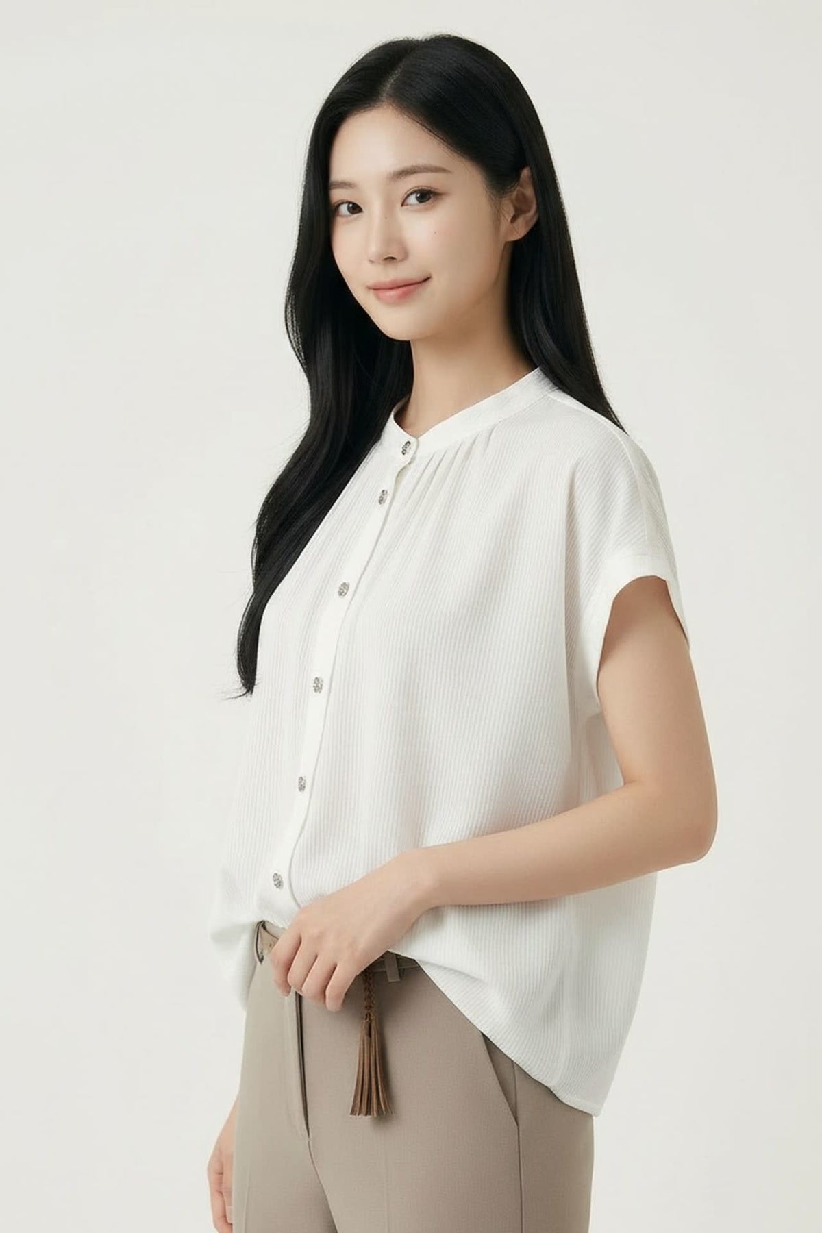 G2000 Blouses Gathered Stand Collar Blouse