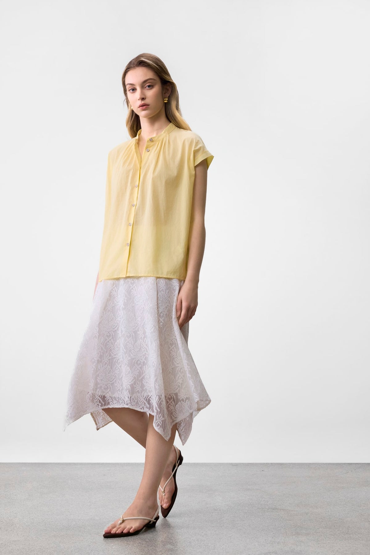 G2000 - Blouses - Gathered Stand Collar Blouse