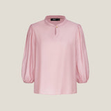 Pleated Detail Stand Collar Regualr Fit Blouse