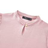 Pleated Detail Stand Collar Regualr Fit Blouse