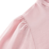 Pleated Detail Stand Collar Regualr Fit Blouse