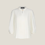 Pleated Detail Stand Collar Regualr Fit Blouse