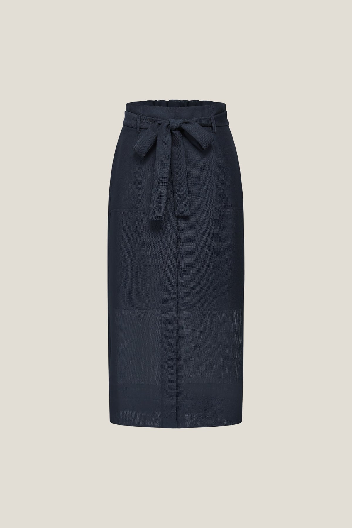 G2000 - Skirts - High Waist Leno Weave H Shape Skirt - Dark Navy - H Shape