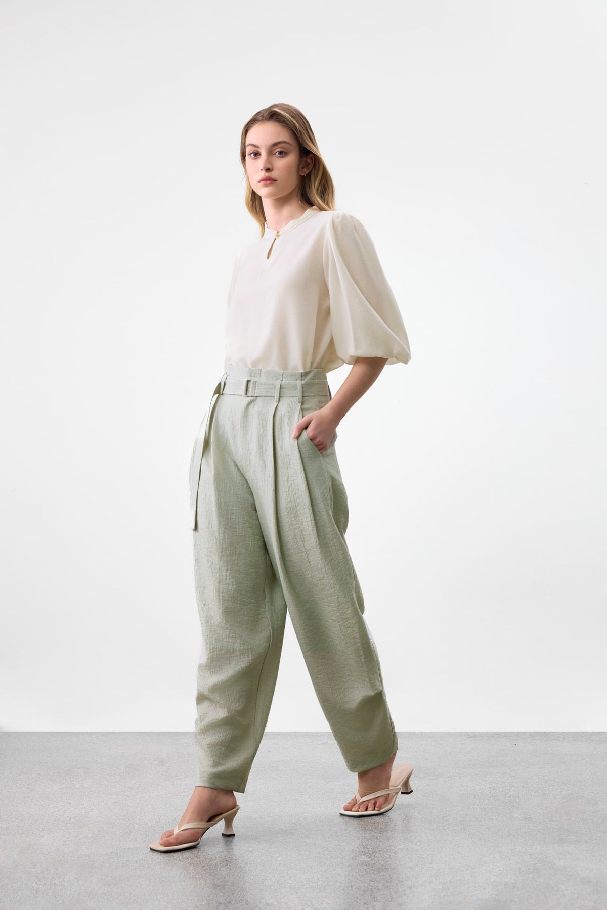 G2000 - Pants - Lyocell Blend Crinkle Dobby Genie Wide Leg Pants