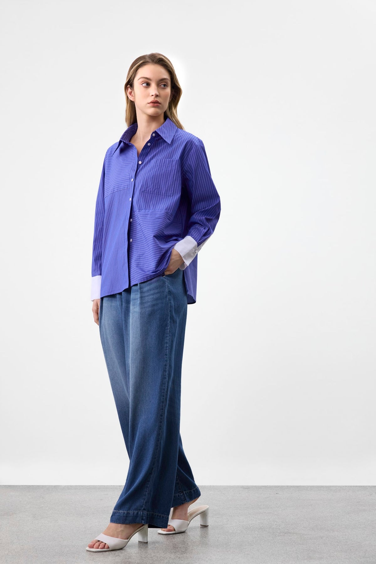 G2000 Pants Lyocell Straight Leg Washed Denim Pants Halogen Blue Straight Leg
