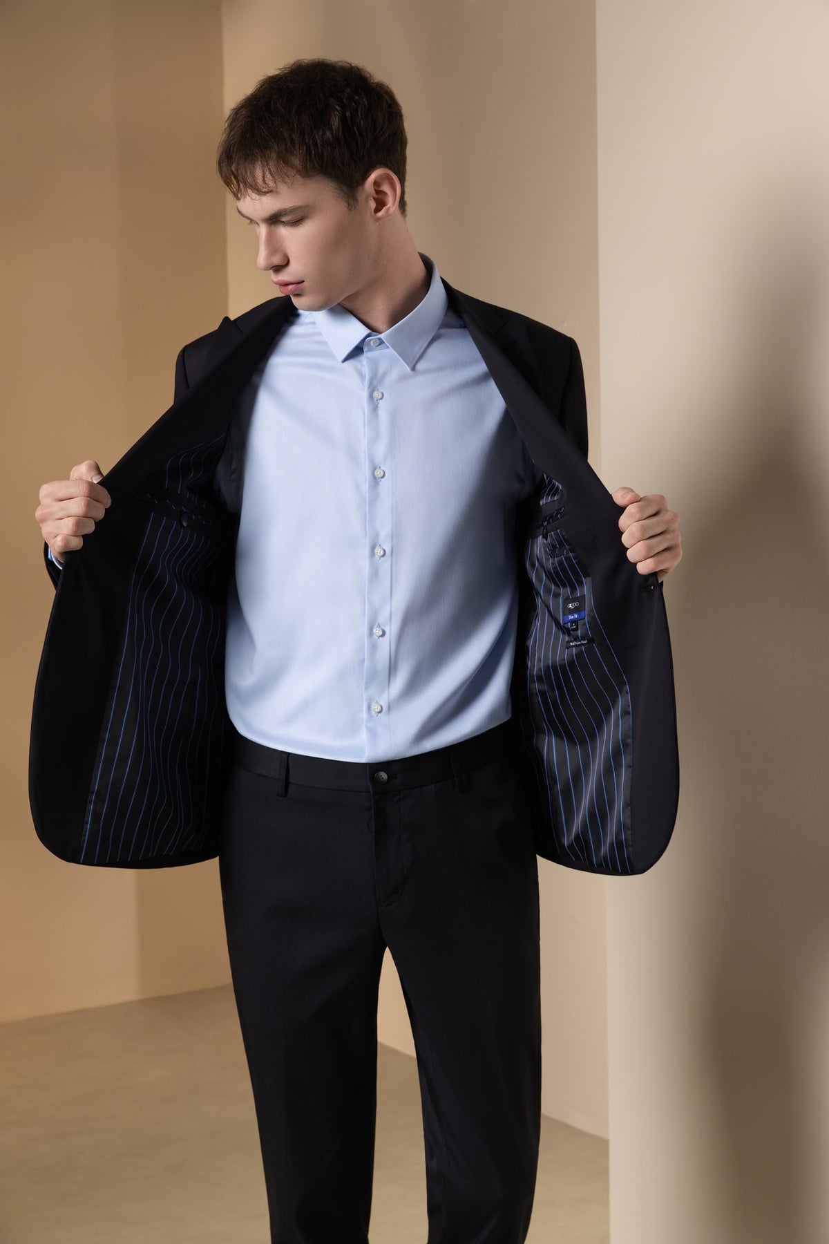 Wool Blend Twill Slim Fit Suit Blazer