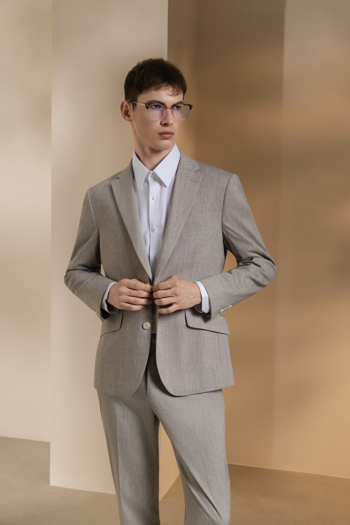 Linen Blend Texture Smart Fit Suit Blazer
