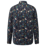 Non-Iron Pure Cotton Folk Art Llama Print Relax Fit Long Sleeve Casual Shirt