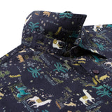 Non-Iron Pure Cotton Folk Art Llama Print Relax Fit Long Sleeve Casual Shirt