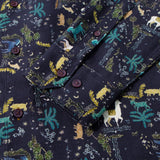 Non-Iron Pure Cotton Folk Art Llama Print Relax Fit Long Sleeve Casual Shirt