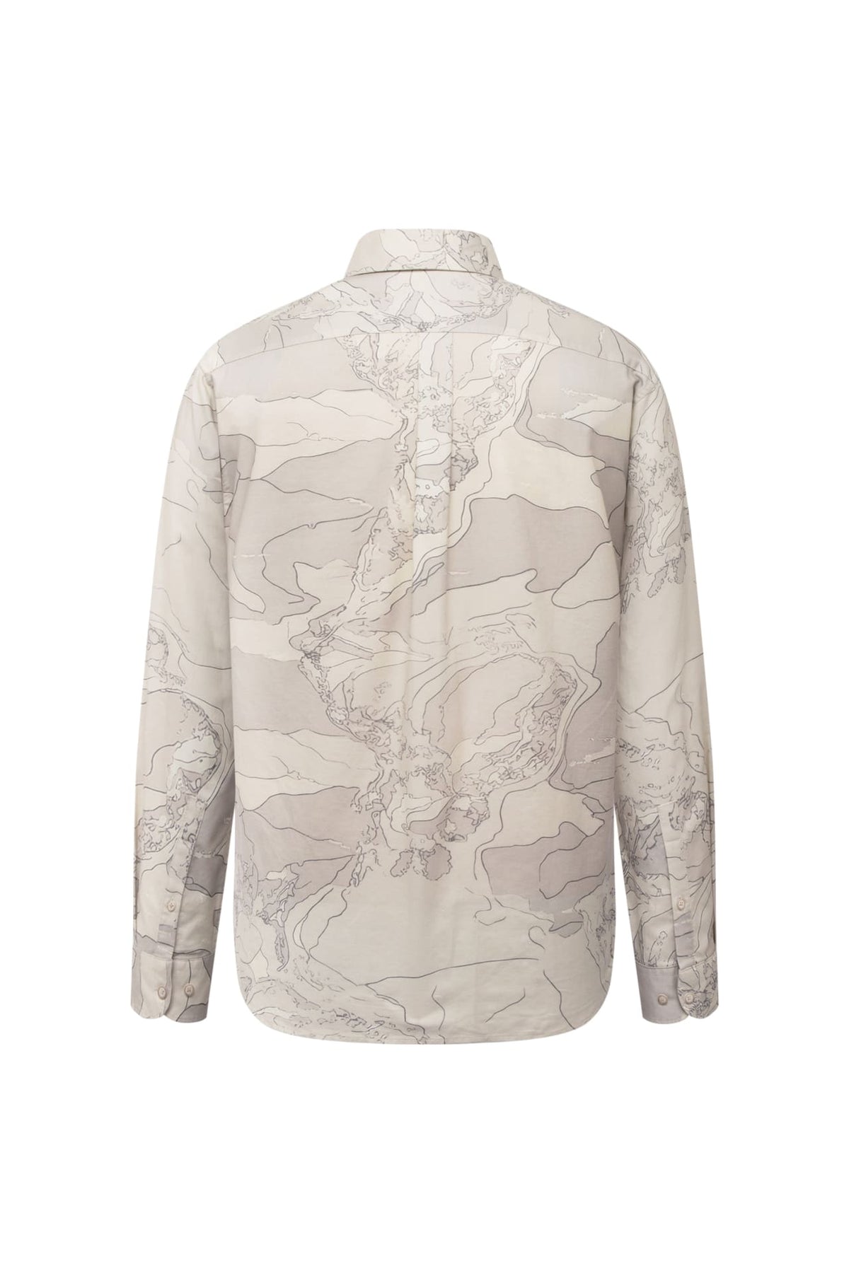Non-Iron Pure Cotton Topographic Map Print Relax Fit Long Sleeve Casual Shirt