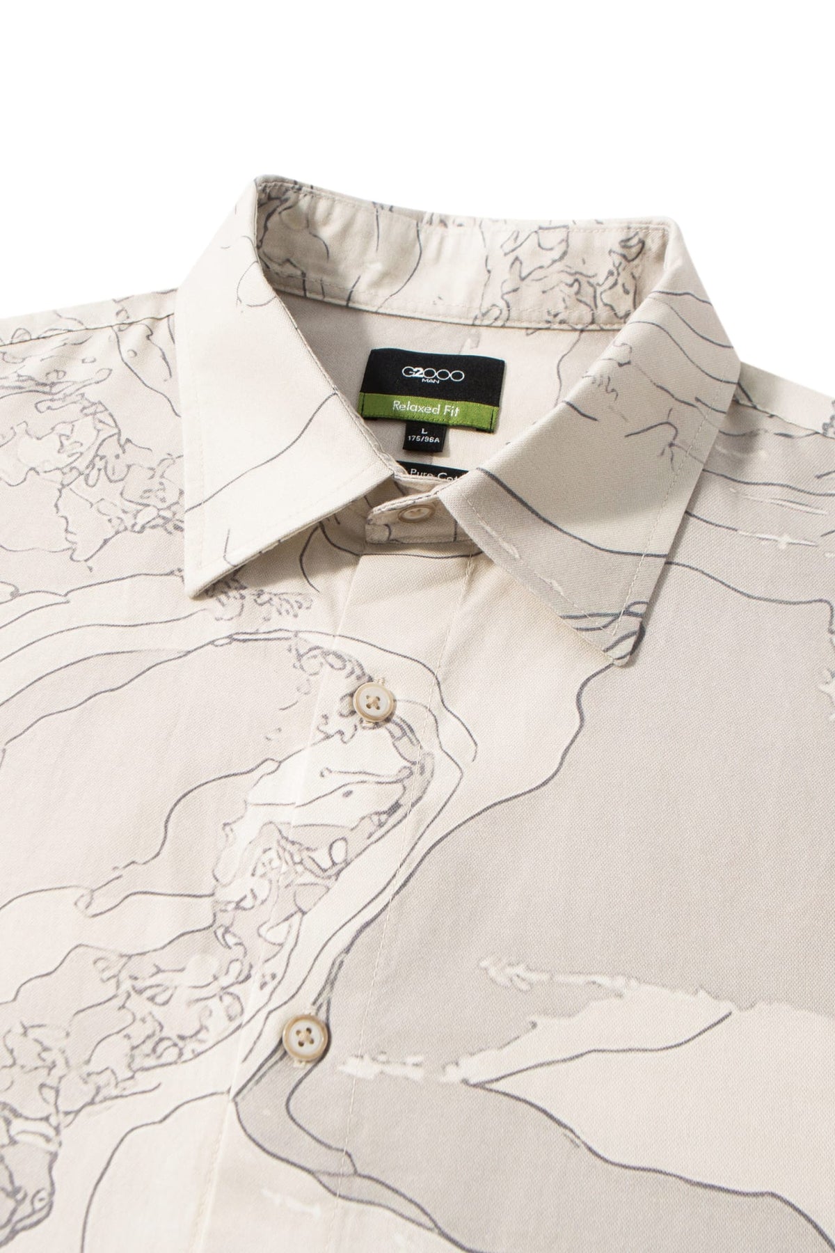 G2000 - Shirts - Non-Iron Pure Cotton Topographic Map Print Relax Fit Long Sleeve Casual Shirt