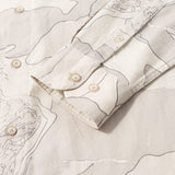 Non-Iron Pure Cotton Topographic Map Print Relax Fit Long Sleeve Casual Shirt