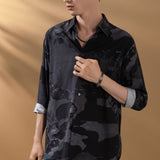 Non-Iron Pure Cotton Topographic Map Print Relax Fit Long Sleeve Casual Shirt