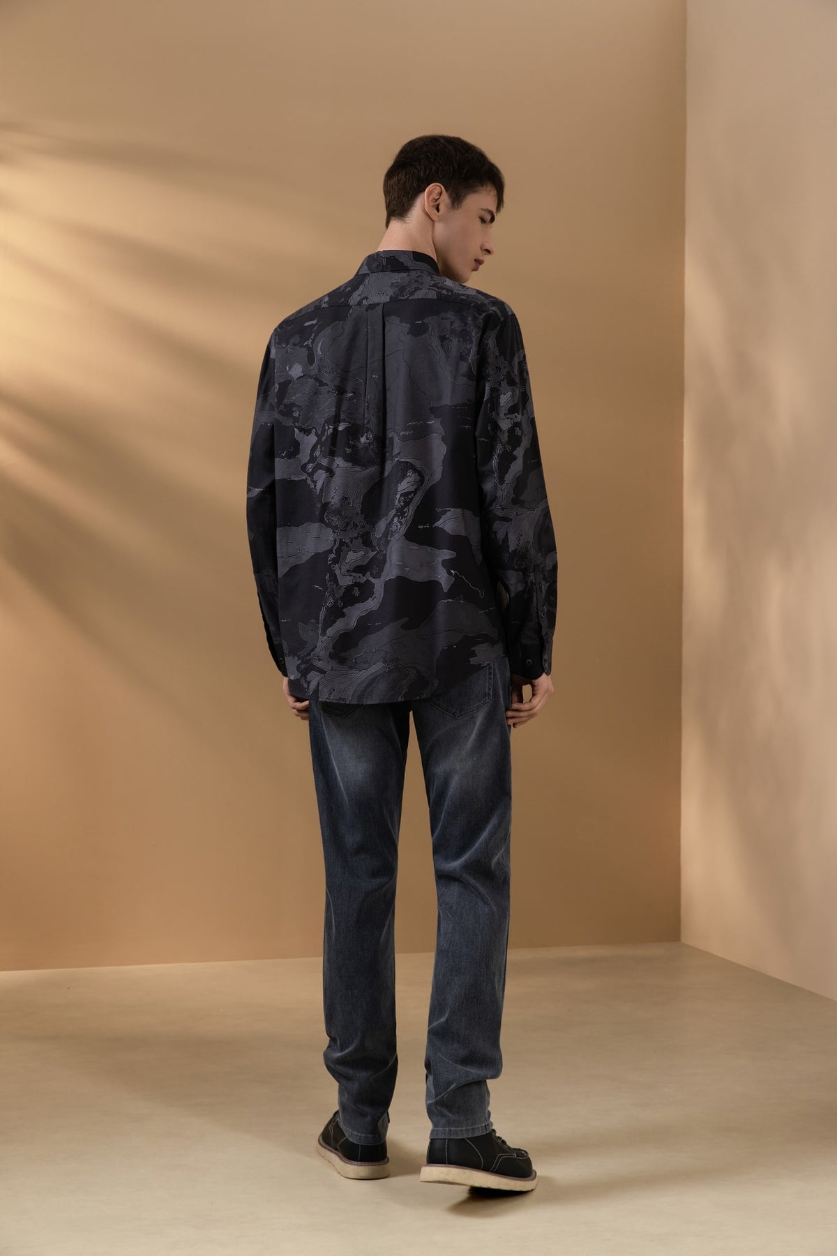 G2000 - Shirts - Non-Iron Pure Cotton Topographic Map Print Relax Fit Long Sleeve Casual Shirt