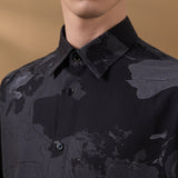 Non-Iron Pure Cotton Topographic Map Print Relax Fit Long Sleeve Casual Shirt