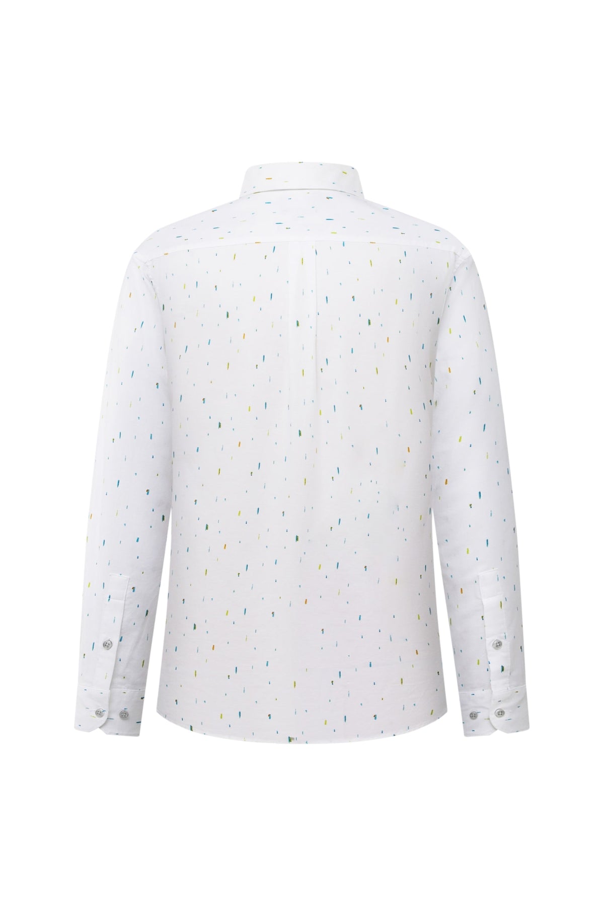 Non-Iron Pure Cotton Dotted Dash Print Comfort Fit Long Sleeve Casual Shirt