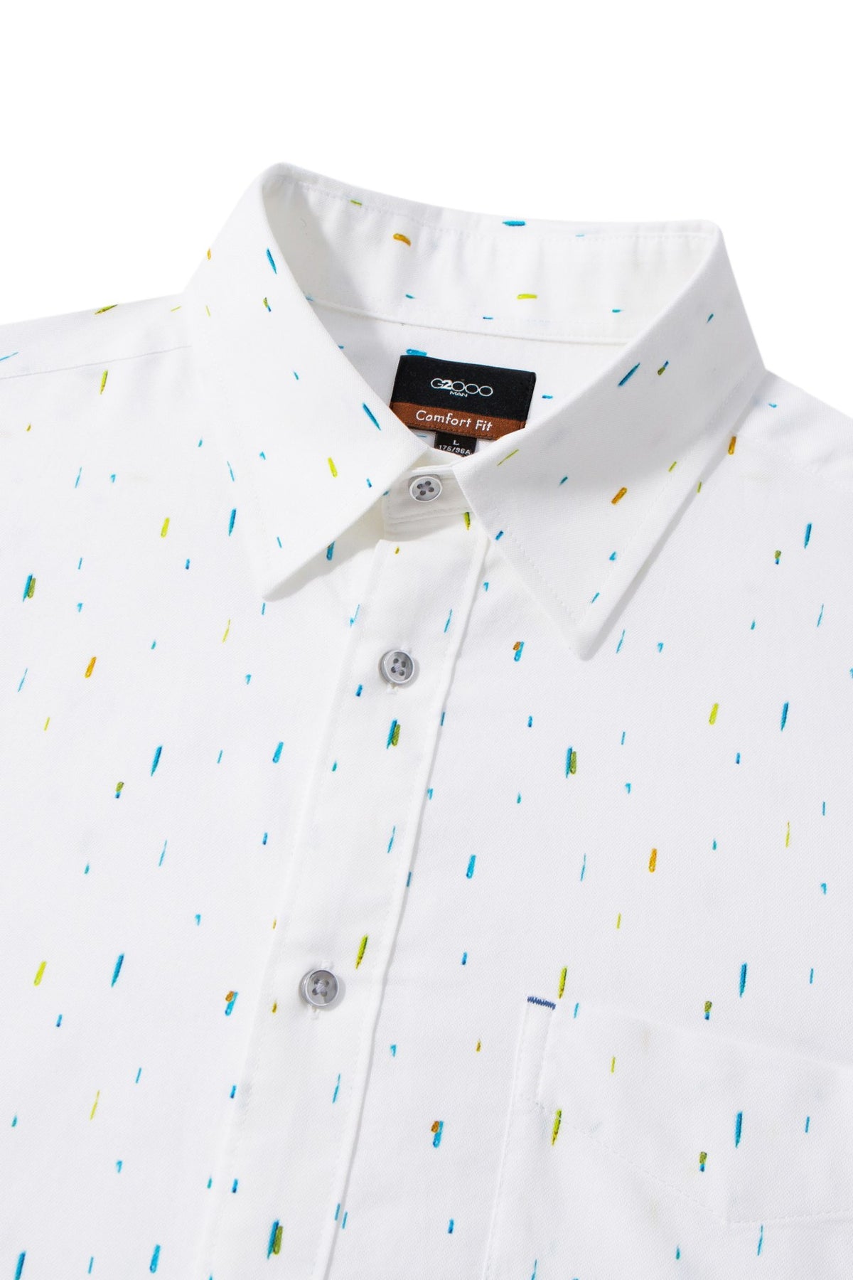 G2000 - Shirts - Non-Iron Pure Cotton Dotted Dash Print Comfort Fit Long Sleeve Casual Shirt