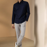 Non-Iron Pure Cotton Dotted Dash Print Comfort Fit Long Sleeve Casual Shirt