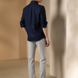 Non-Iron Pure Cotton Dotted Dash Print Comfort Fit Long Sleeve Casual Shirt