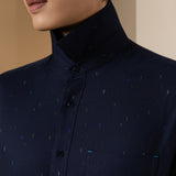 Non-Iron Pure Cotton Dotted Dash Print Comfort Fit Long Sleeve Casual Shirt