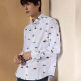 Pure Cotton Oxford Relax Fit Long Sleeve Casual Shirt with Logo