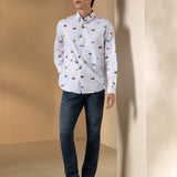 Pure Cotton Oxford Relax Fit Long Sleeve Casual Shirt with Logo