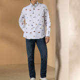 Pure Cotton Oxford Relax Fit Long Sleeve Casual Shirt with Logo