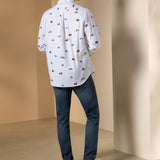 Pure Cotton Oxford Relax Fit Long Sleeve Casual Shirt with Logo