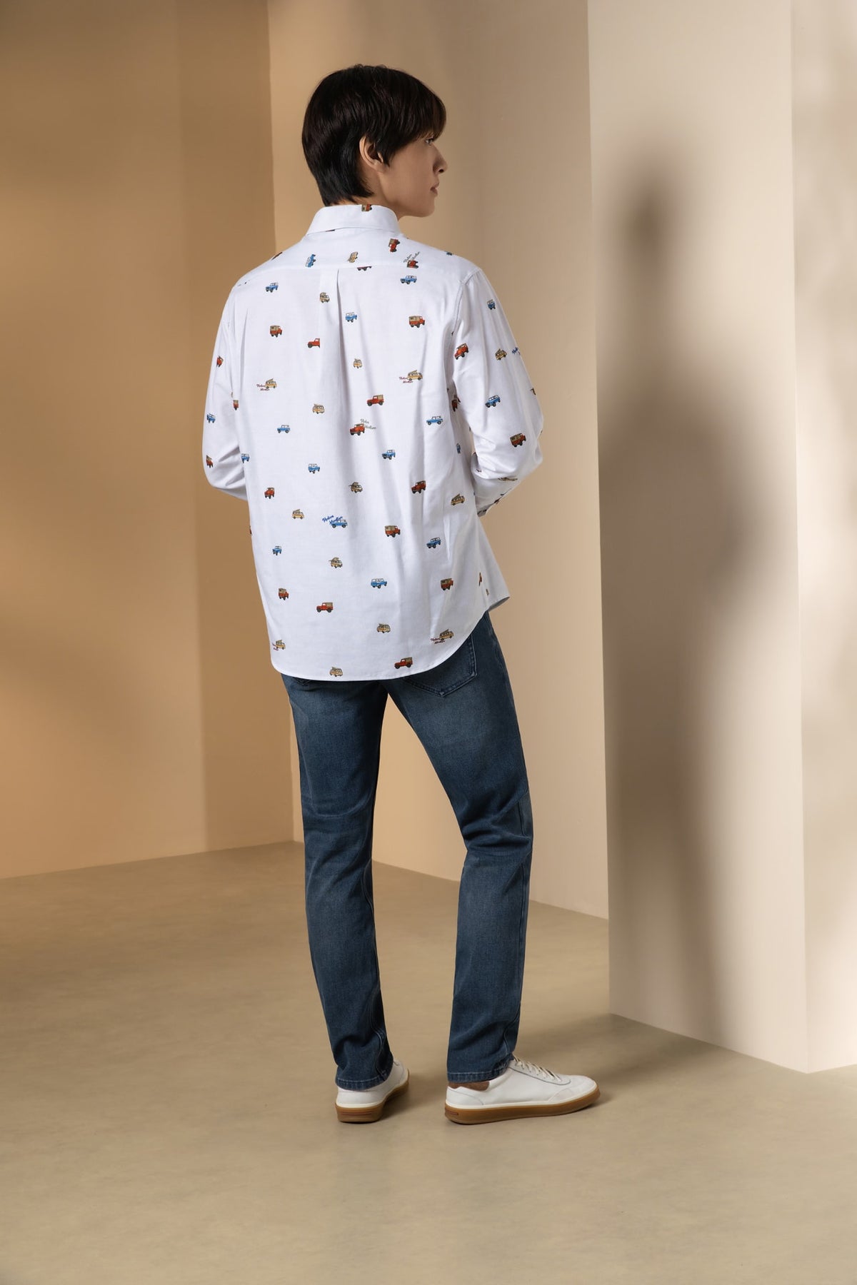 Pure Cotton Oxford Relax Fit Long Sleeve Casual Shirt with Logo