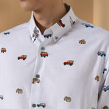 Pure Cotton Oxford Relax Fit Long Sleeve Casual Shirt with Logo