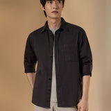 Pure Cotton Garment Dye Plain Weave Relax Fit Long Sleeve Casual Shirt