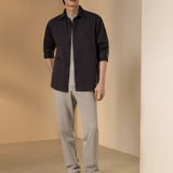 Pure Cotton Garment Dye Plain Weave Relax Fit Long Sleeve Casual Shirt