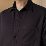 Pure Cotton Garment Dye Plain Weave Relax Fit Long Sleeve Casual Shirt