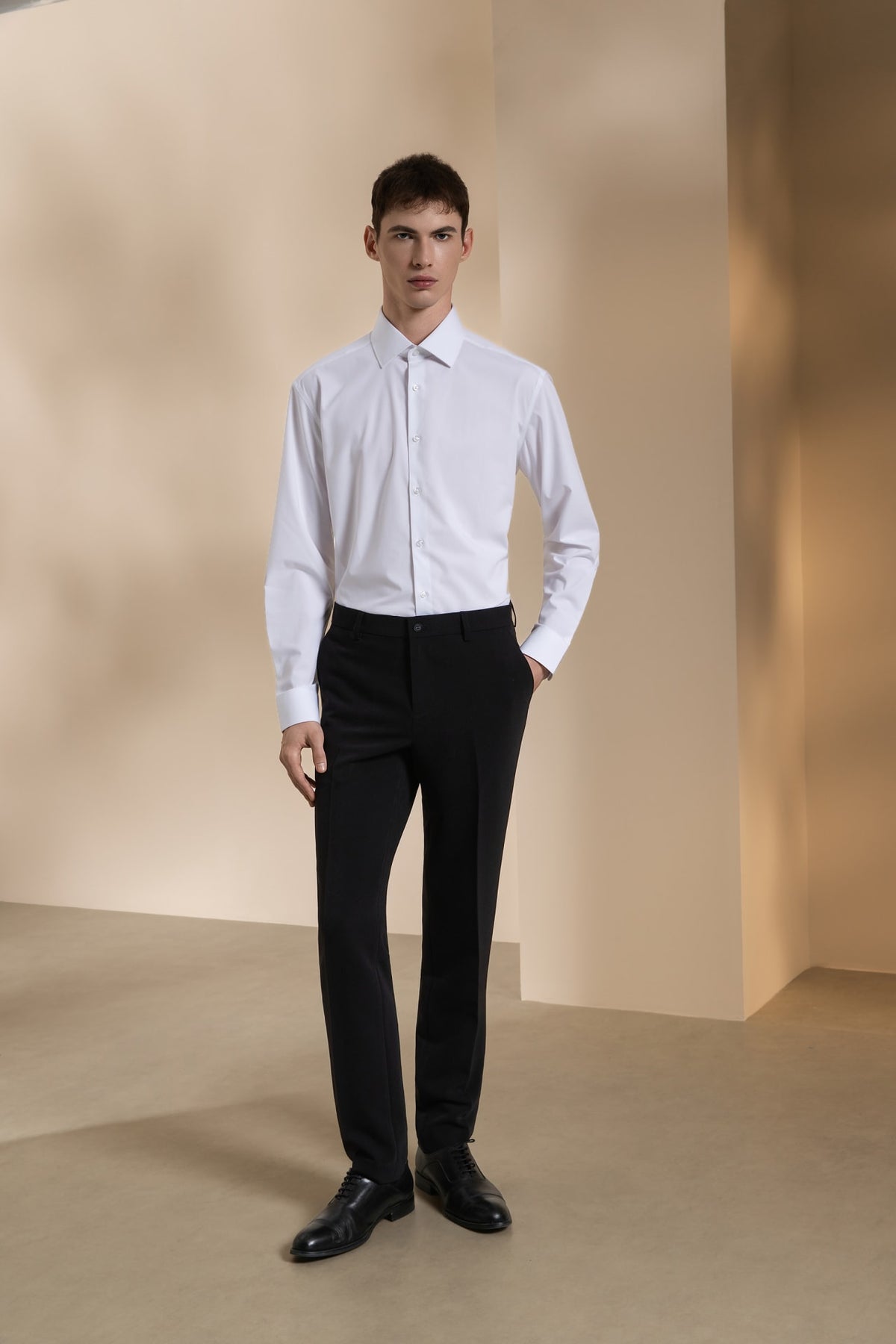 Easy Ironing Silky Touch Stretch Poplin Smart Fit Long Sleeve Shirt