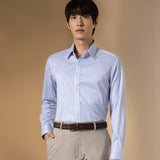 Non-Iron Cotton Stretch Dobby Texture Stripe Smart Fit Long Sleeve Shirt