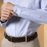 Non-Iron Cotton Stretch Dobby Texture Stripe Smart Fit Long Sleeve Shirt