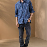 Non-Iron Cotton Stretch Check Narrow Smart Fit Long Sleeve Shirt