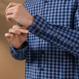 Non-Iron Cotton Stretch Check Narrow Smart Fit Long Sleeve Shirt
