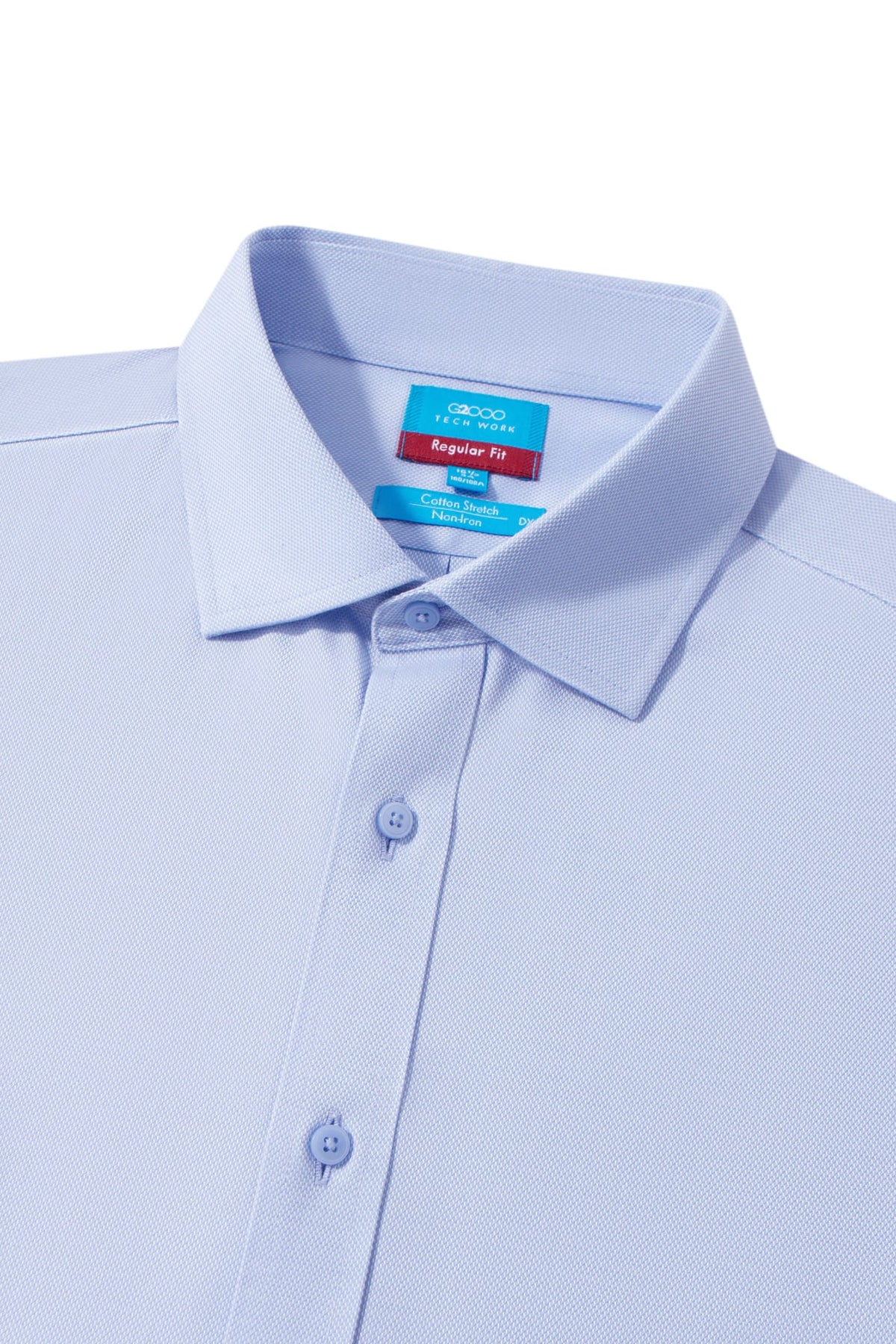 Non-Iron Cotton Stretch Dobby Texture Regular Fit Long Sleeve Shirt