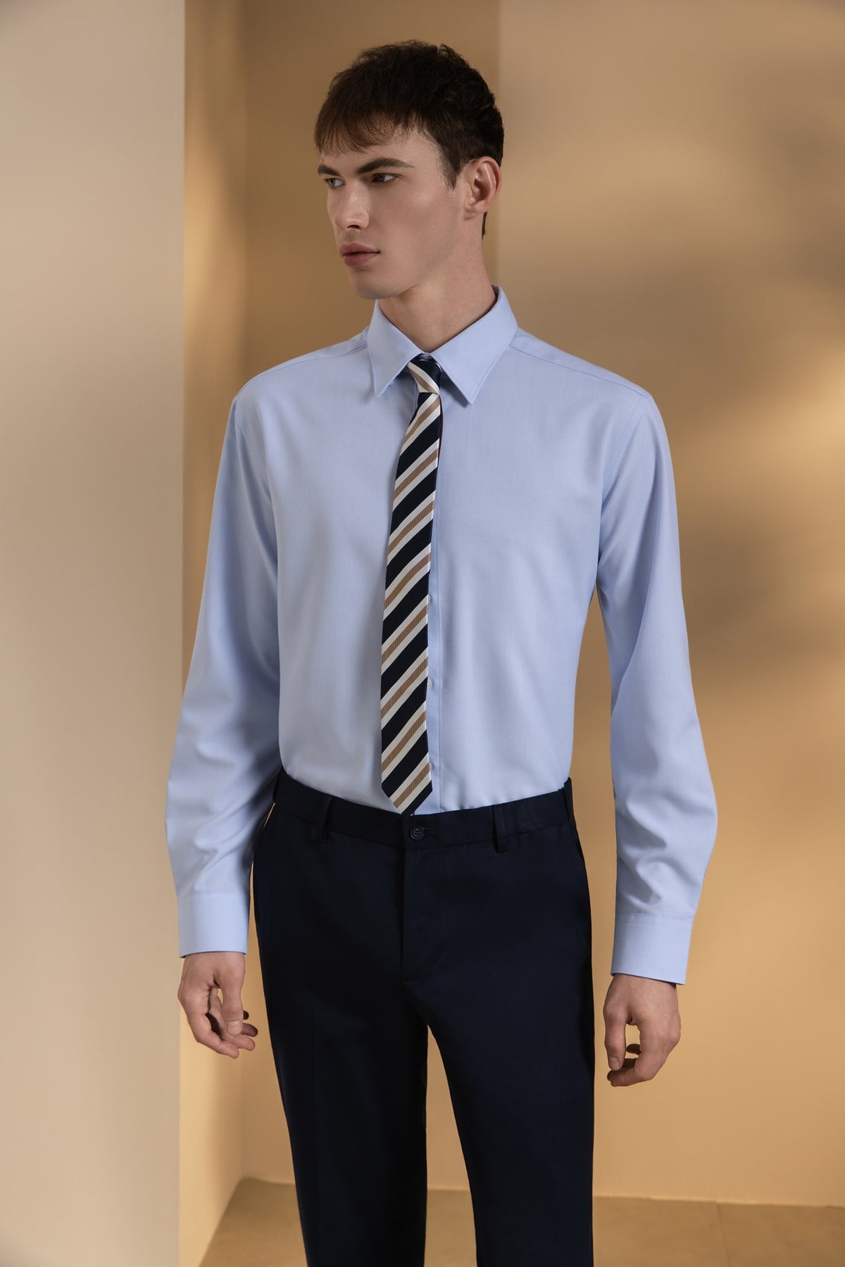 Non-Iron Dry 2-Tone Oxford Smart Fit Long Sleeve Shirt