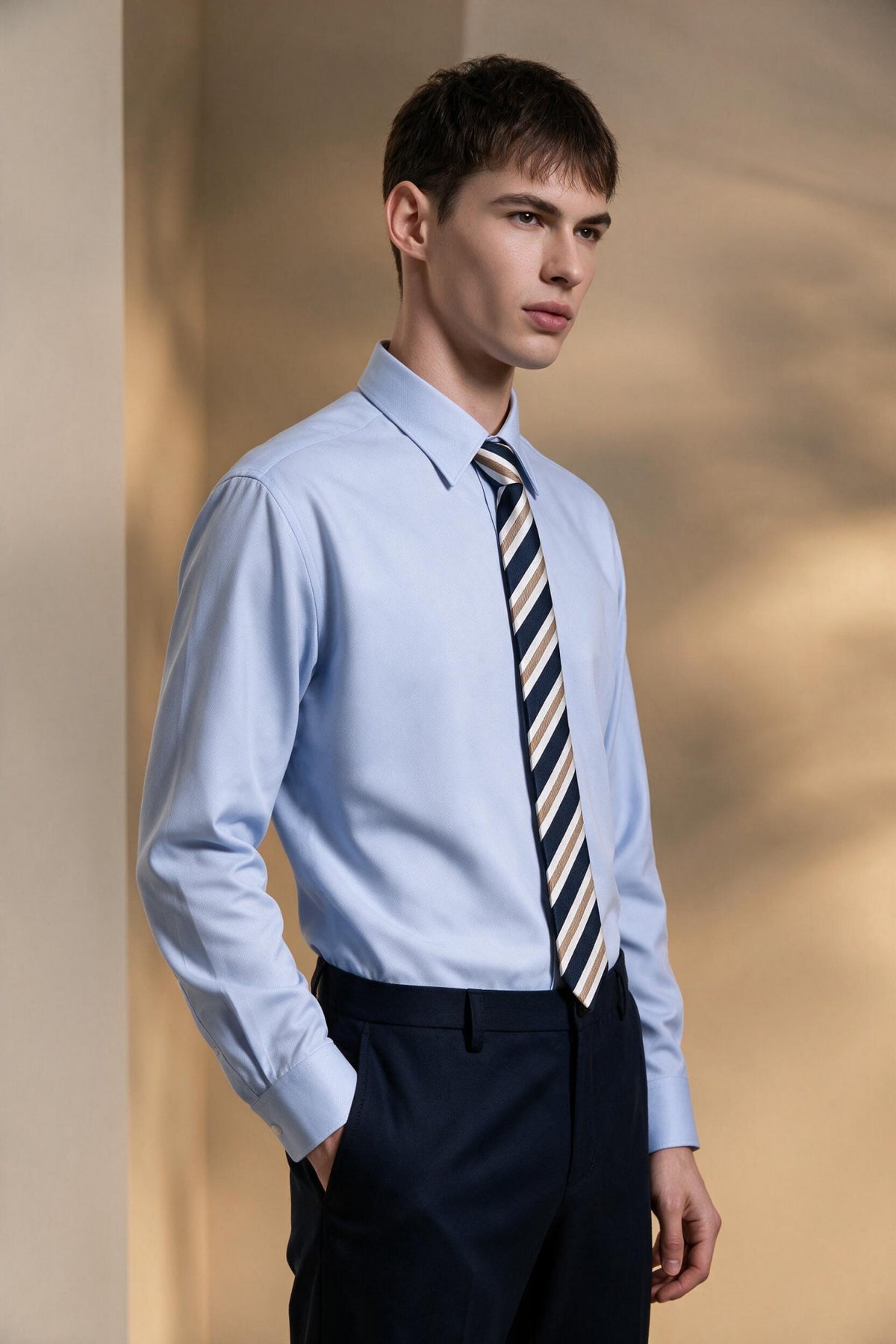 G2000 - Shirts - Non-Iron Dry 2-Tone Oxford Smart Fit Long Sleeve Shirt - Smart - Clear Water