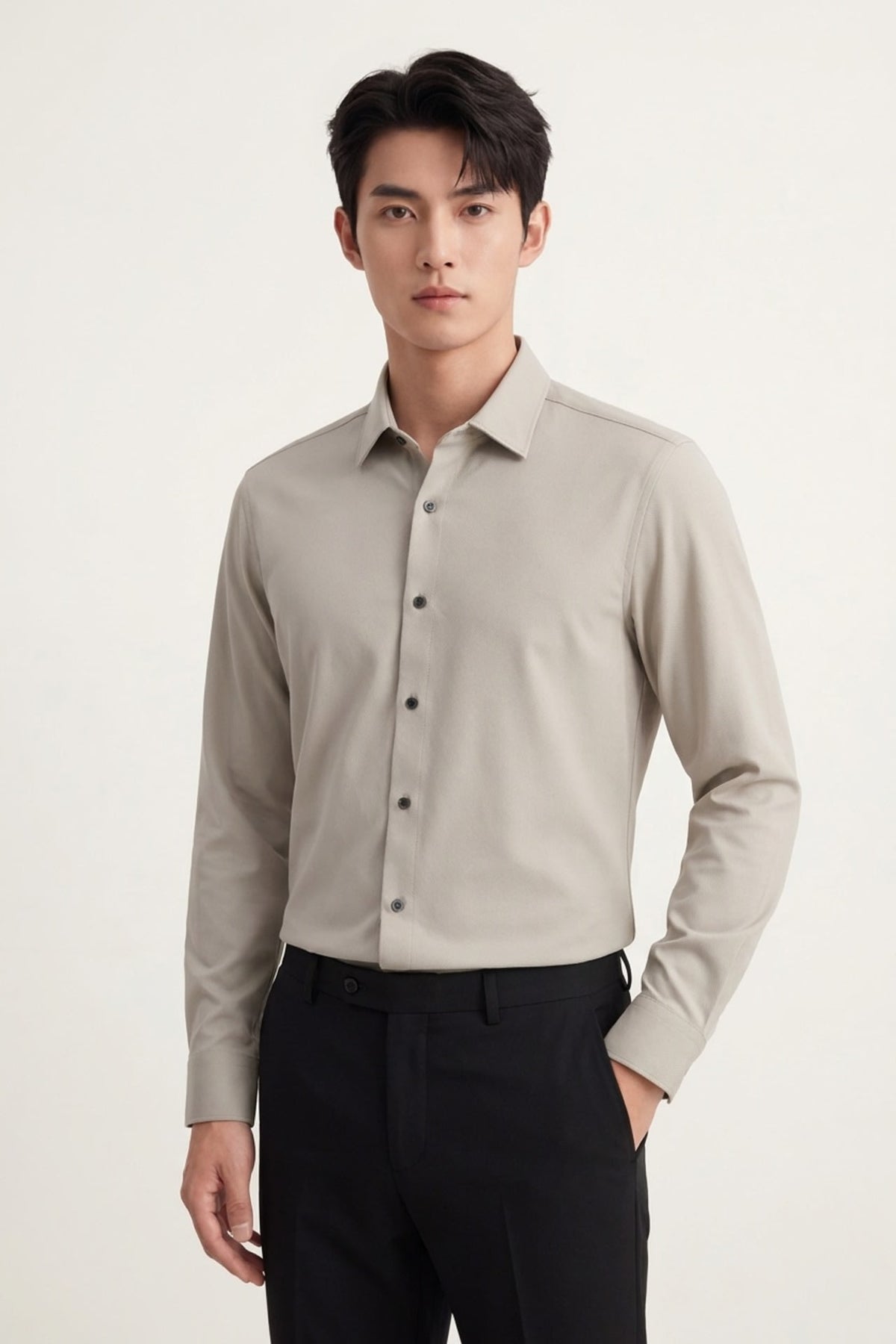 Non-Iron Dry Stretch Fine Twill Slim Fit Long Sleeve Shirt