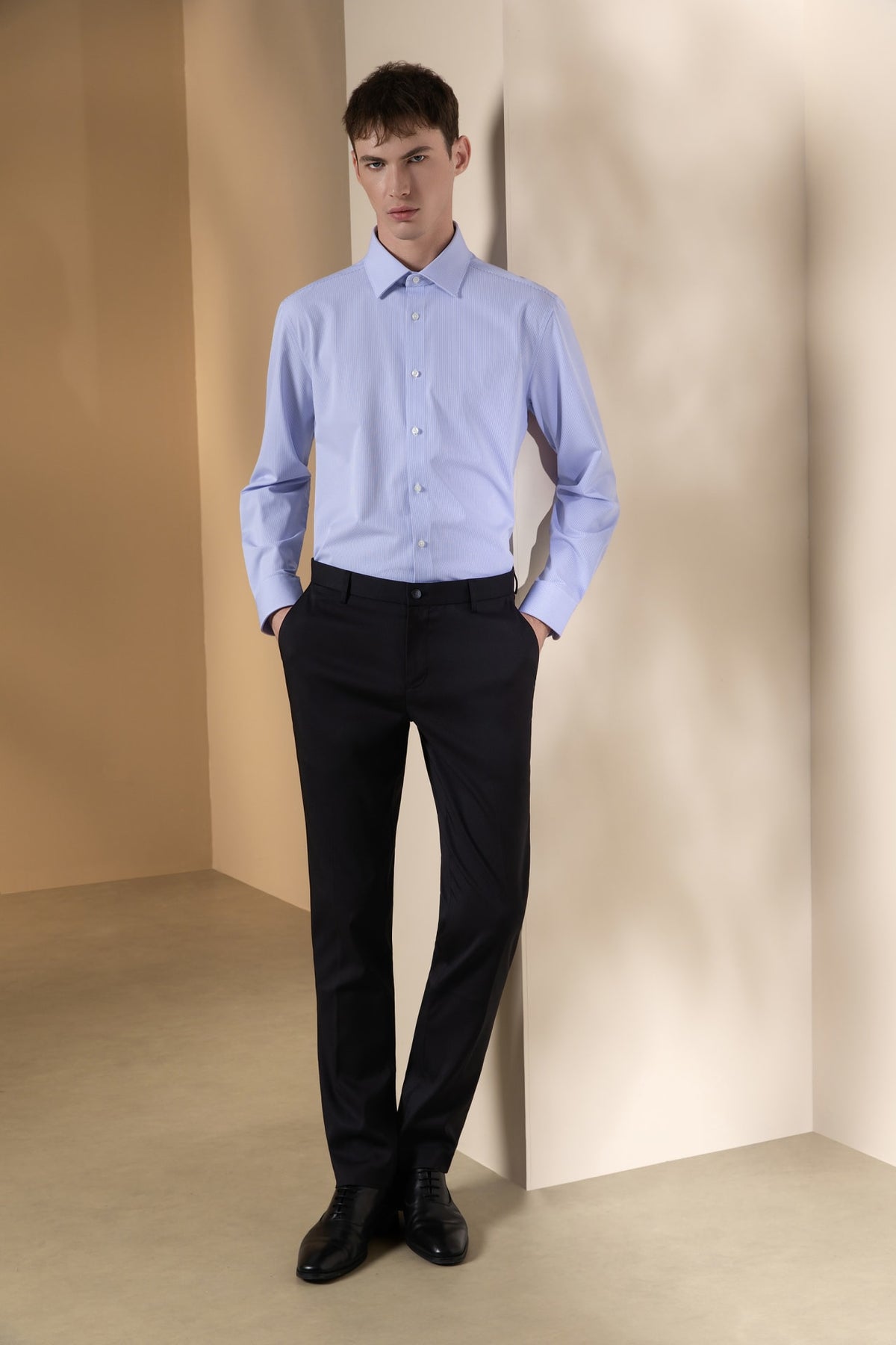 Non-Iron Dry Stretch Stripe Smart Fit Long Sleeve Shirt