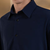 Wool Blend Twill Relax Fit Long Sleeve Casual Shirt