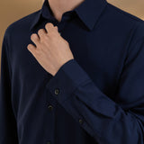 Wool Blend Twill Relax Fit Long Sleeve Casual Shirt