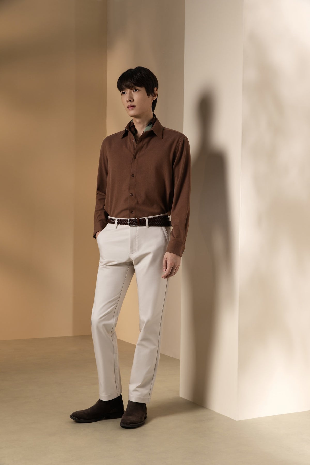 2 Side Brush Twill Comfort Fit Long Sleeve Casual Shirt