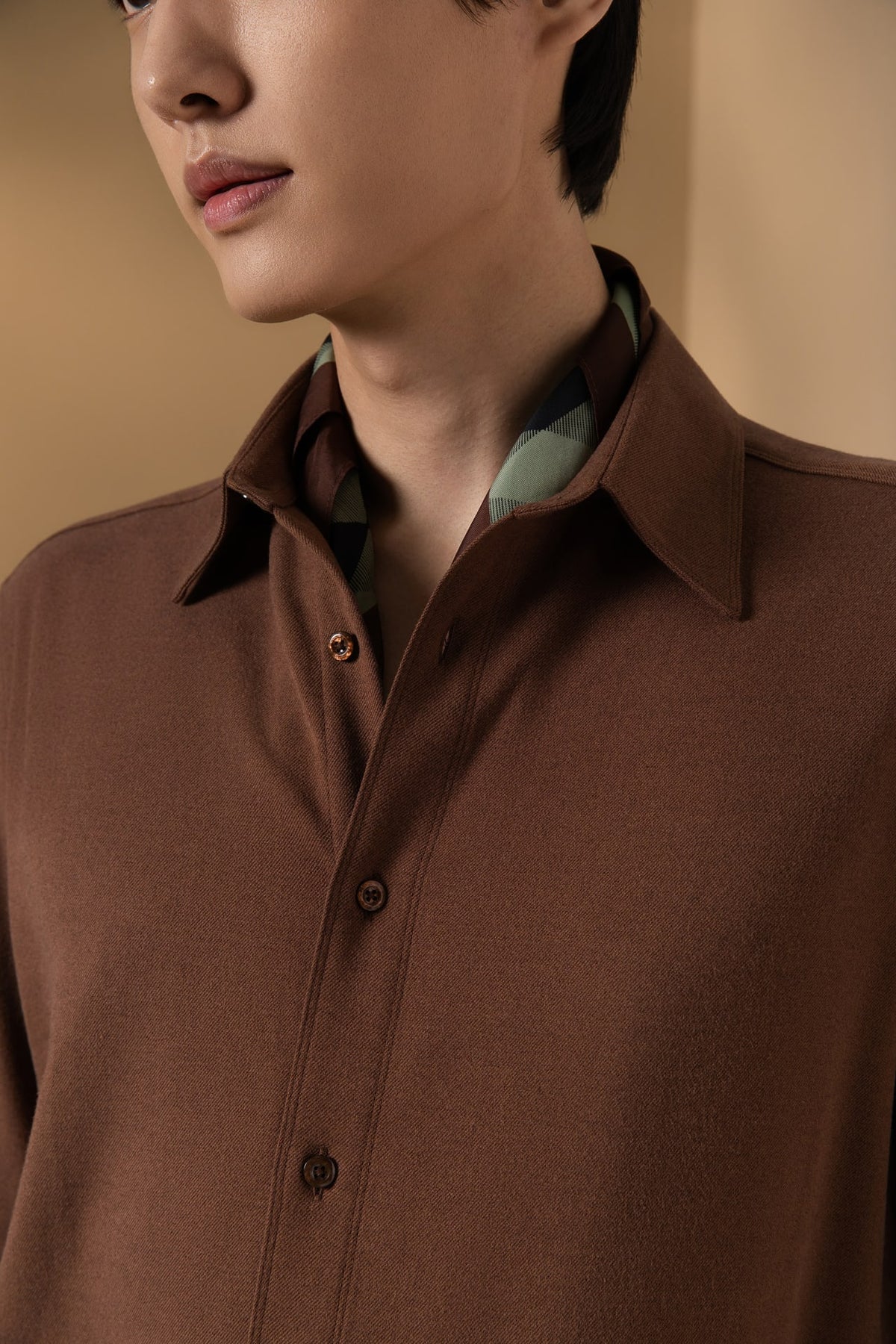 2 Side Brush Twill Comfort Fit Long Sleeve Casual Shirt